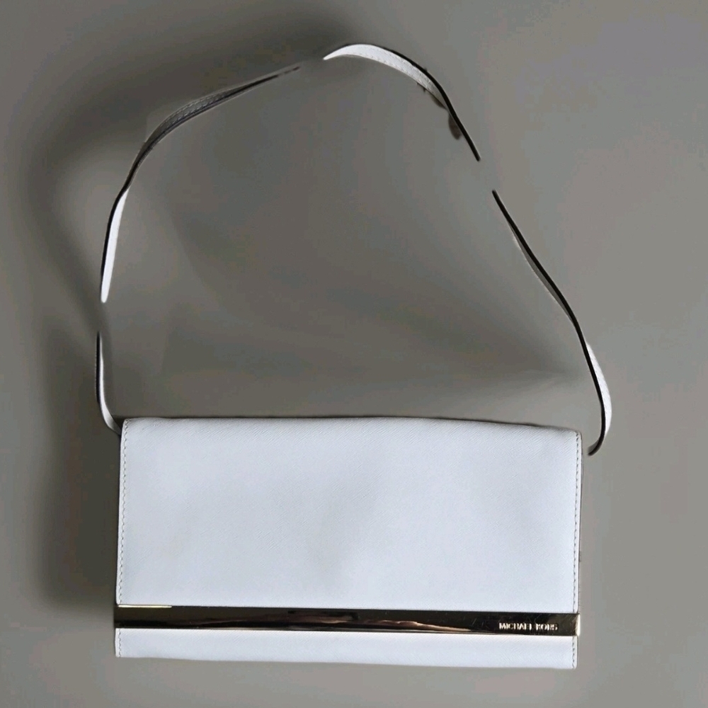 MICHAEL Michael Kors White Clutch with Gold Accent‎